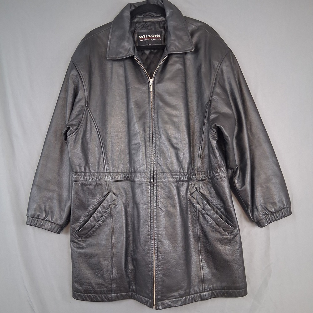 Wilsons The Leather Experts Men's Black Genuine Leather Zip Up Jacket‎ L